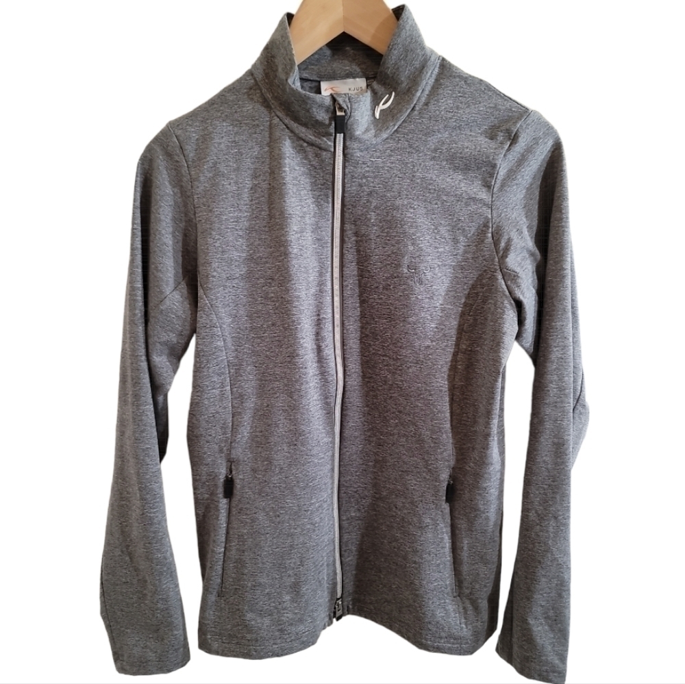 KJUS Full Zip Midlayer Mathilda Jacket Large Steel Gray Golf Tennis UPF 50+